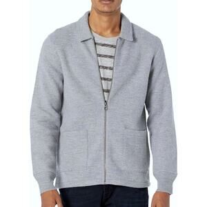 NEW J Crew Boiled Merino Wool Coach's Jacket Sweater Gray Full Zip Mens Large